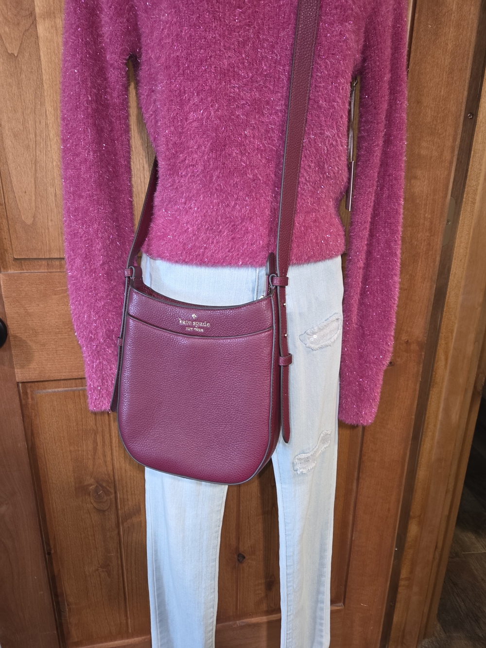 kate spade‎ Burgundy pebbled leather crossbody bag